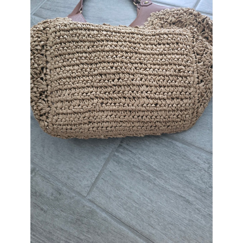 The Sak Roma Tan Woven Straw Hobo Bag Shoulder Bag Purse - Picture 2 of 9